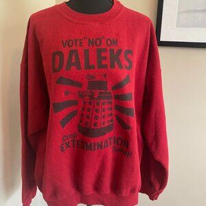 Vintage Dr. Who "Vote "NO" on Daleks" Red Sweatshirt
